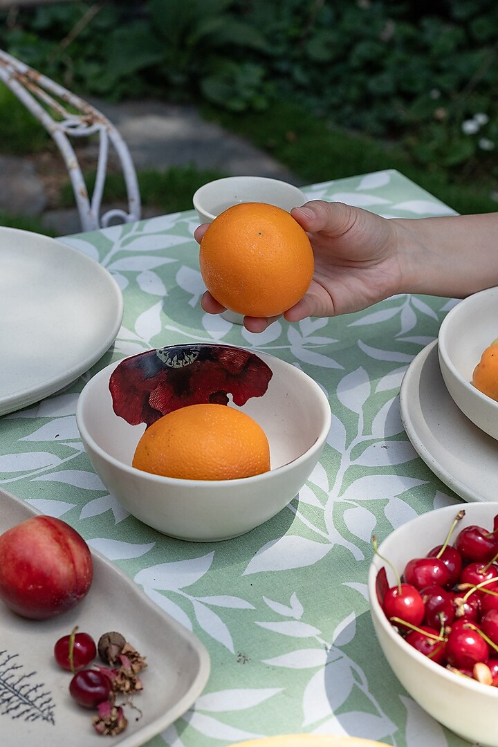 Ivory & Red Single Meal Bowls (Set of 2) by White Hill Studio at Pernia's Pop Up Shop