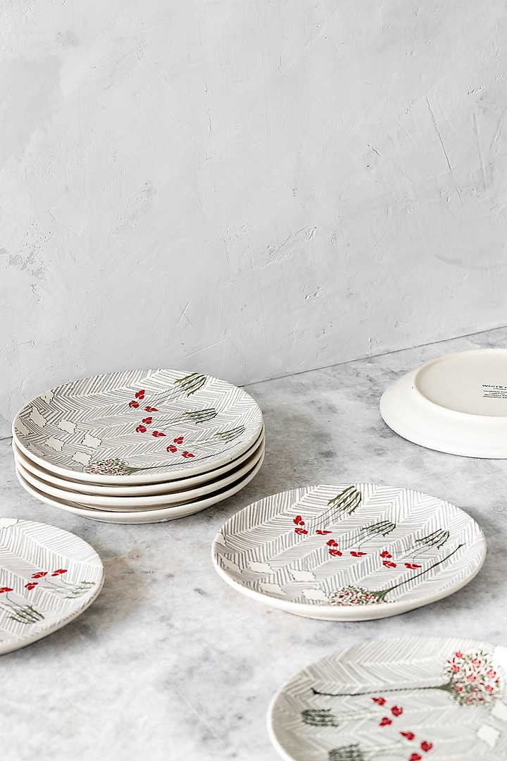 White Striped Plates (Set of 6) by White Hill Studio