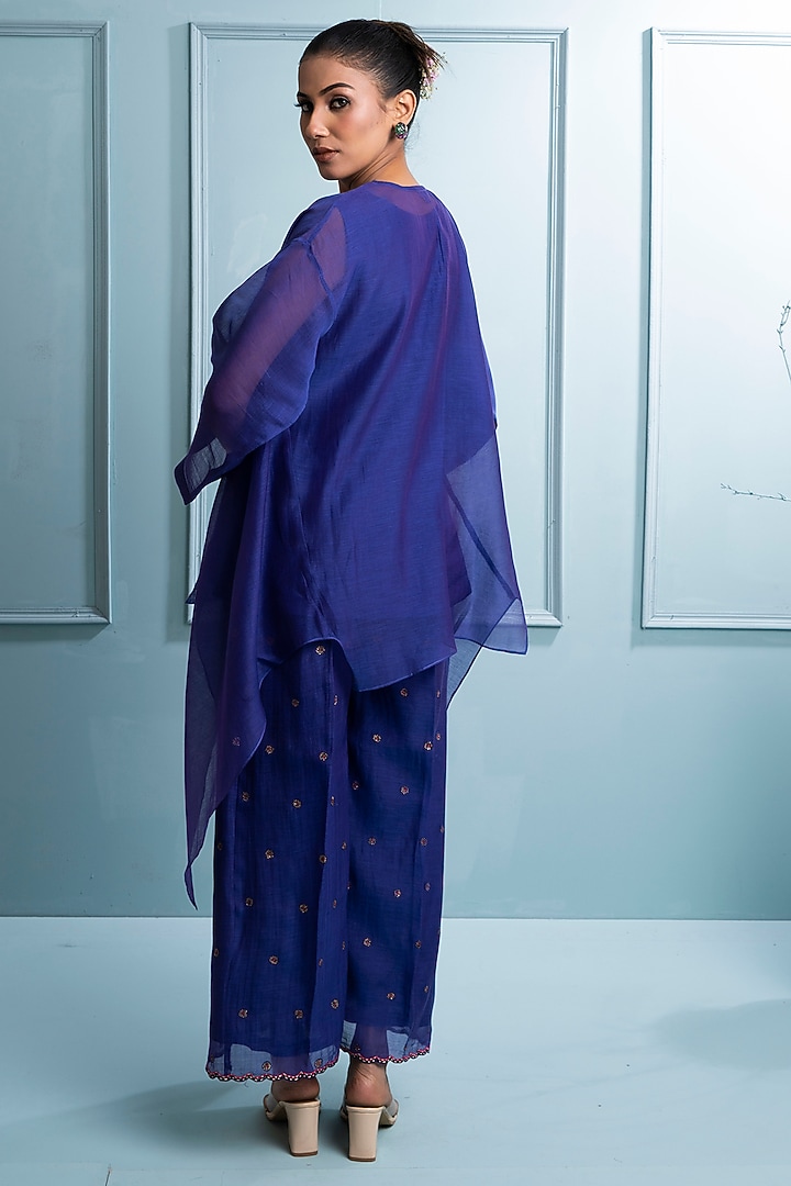 Purple Mul Chanderi Applique Embroidered Co-Ord Set by The White Tree Studio at Pernia's Pop Up Shop