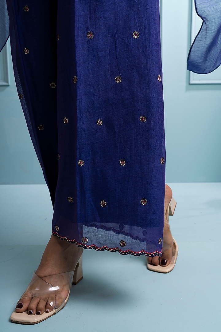 Purple Mul Chanderi Applique Embroidered Co-Ord Set by The White Tree Studio at Pernia's Pop Up Shop