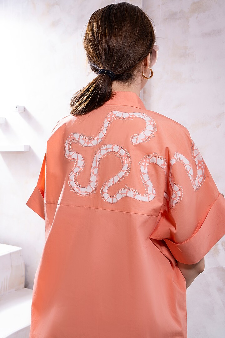 Blush Pink & White Organic Cotton Twill Printed Co-Ord Set by The White Tree Studio at Pernia's Pop Up Shop