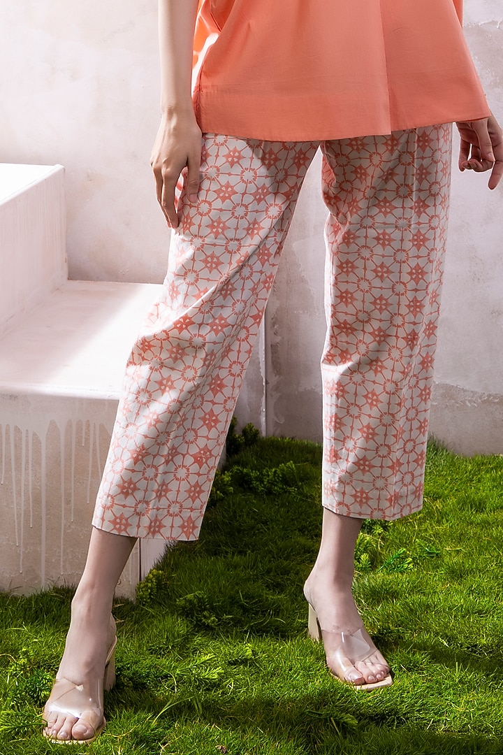 Blush Pink & White Organic Cotton Twill Printed Co-Ord Set by The White Tree Studio at Pernia's Pop Up Shop