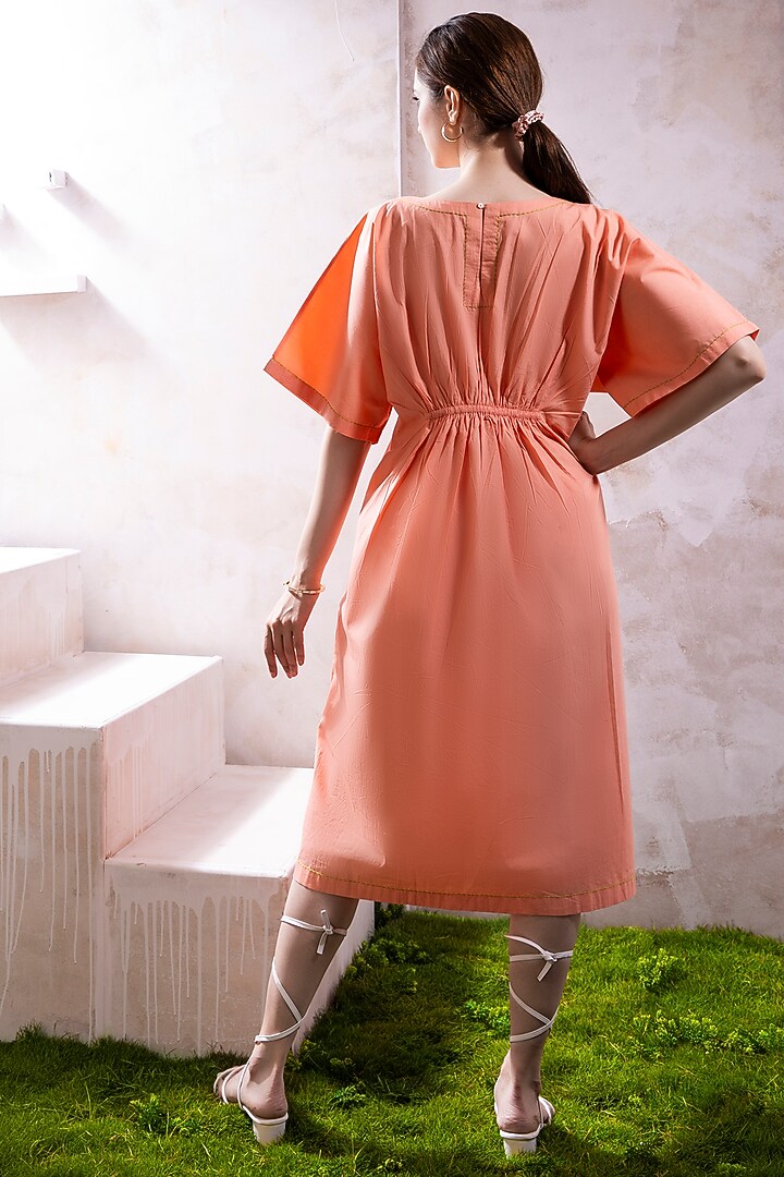 Blush Pink Organic Cotton Poplin Applique Work midi Summer Dress by The White Tree Studio at Pernia's Pop Up Shop