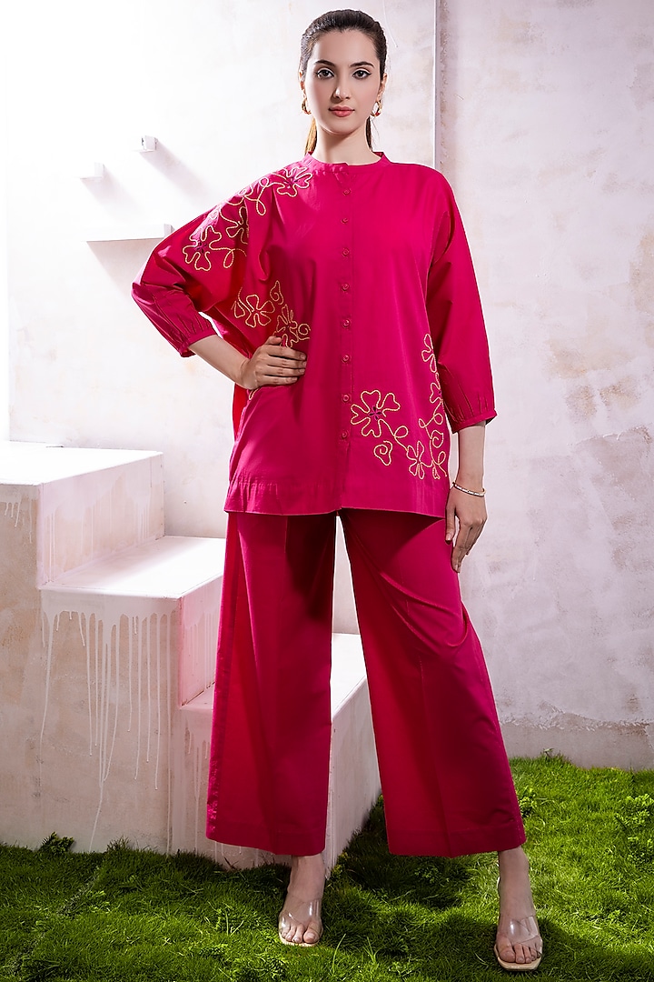 Magenta Pink Organic Cotton Poplin Co-Ord Set by The White Tree Studio at Pernia's Pop Up Shop