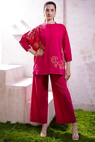 Magenta Pink Organic Cotton Poplin Co-Ord Set by The White Tree Studio