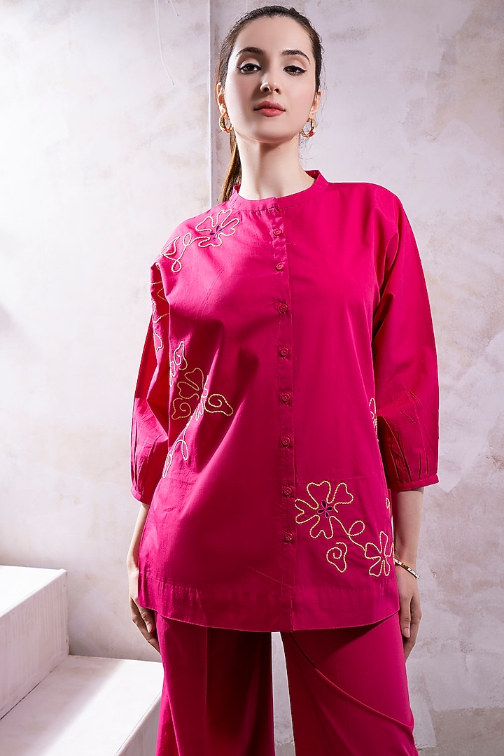 Magenta Pink Organic Cotton Poplin Co-Ord Set by The White Tree Studio at Pernia's Pop Up Shop