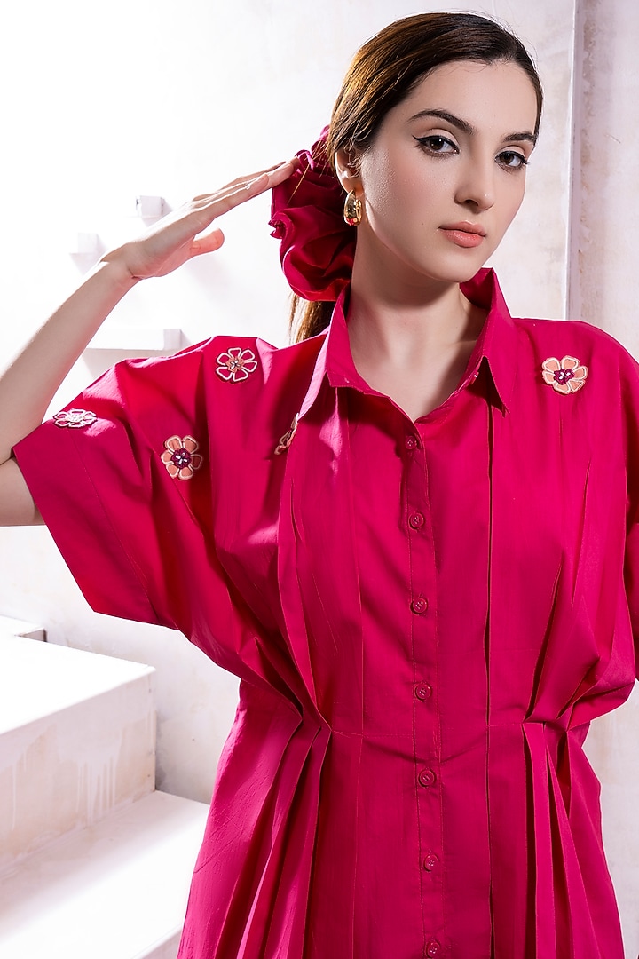 Dark Pink Organic Cotton Poplin Co-Ord Set by The White Tree Studio at Pernia's Pop Up Shop