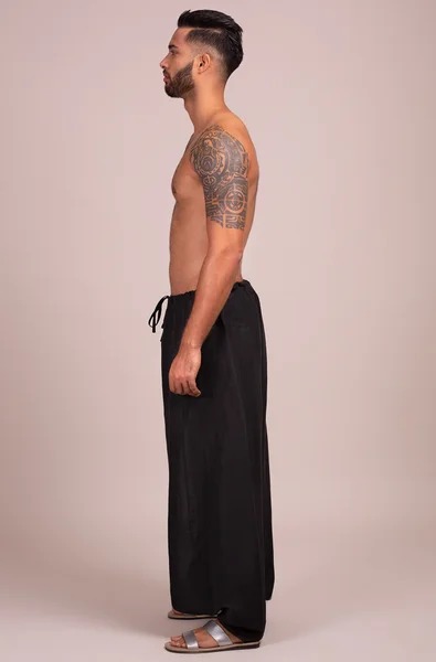 Black Dhoti Pants With Drawstrings by Wendell Rodricks Men at Pernia's Pop Up Shop