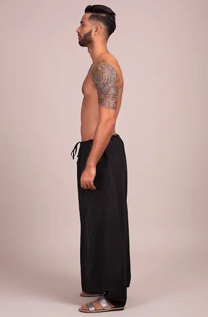 Black Dhoti Pants With Drawstrings by Wendell Rodricks Men at Pernia's Pop Up Shop