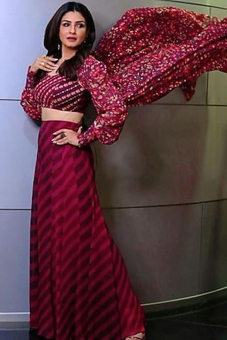 Grape Purple Embellished Jacket Set by Paulmi & Harsh