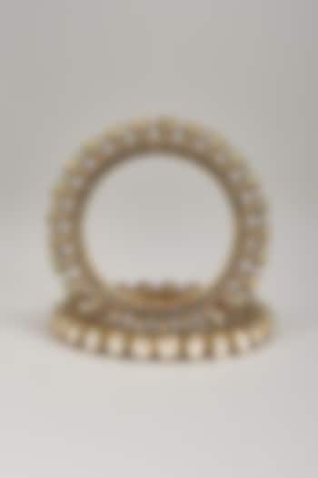 Gold Finish Kundan Polki Bangles (Set Of 2) by VASTRAA Jewellery at Pernia's Pop Up Shop