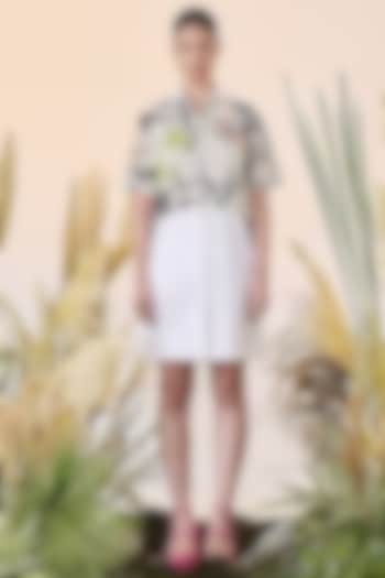 Grey Cloud Wash Embroidered Vacation Dress by Shahin Mannan at Pernia's Pop Up Shop