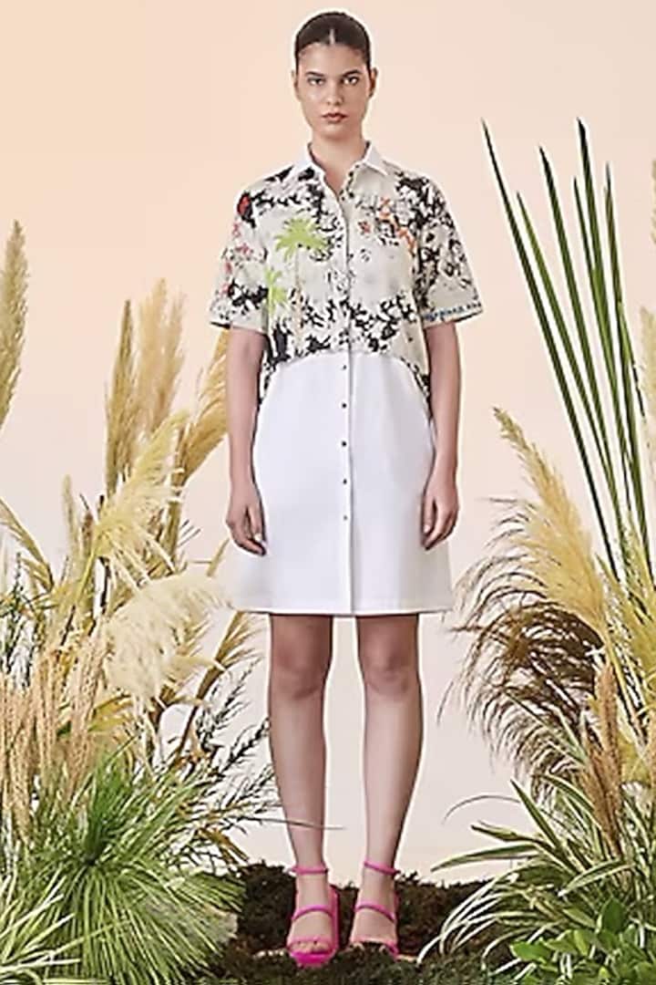 Grey Cloud Wash Embroidered Vacation Dress by Shahin Mannan at Pernia's Pop Up Shop