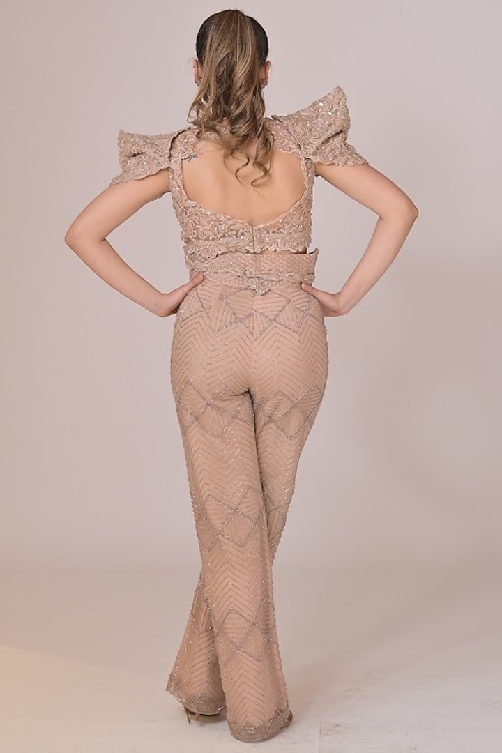 Ivory Crepe Draped Skirt Set by La Pearl at Pernia's Pop Up Shop