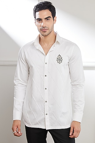 White Cotton Shirt by SEVENDC MEN