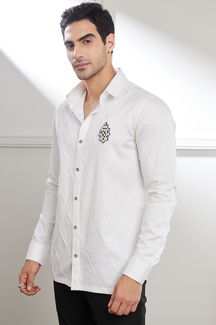 White Cotton Party Wear Shirt by SEVENDC MEN at Pernia's Pop Up Shop