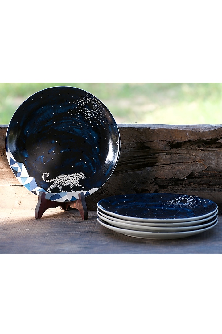 Midnight Blue Dinner Plates (Set of 6) by White Hill Studio