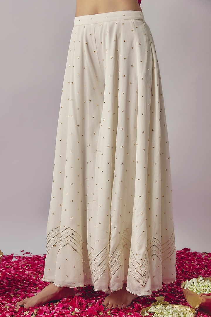 White Chinon Party Wear Sharara Set by Krishna Padia at Pernia's Pop Up Shop