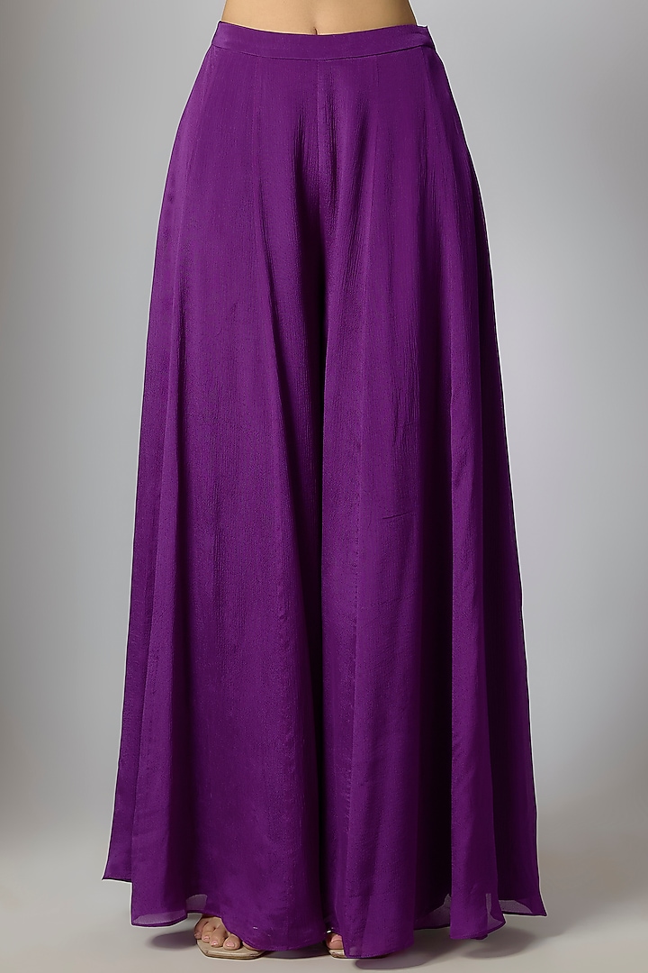 Purple Chinon Bandhani Printed Palazzo Pant Set by Krishna Padia at Pernia's Pop Up Shop