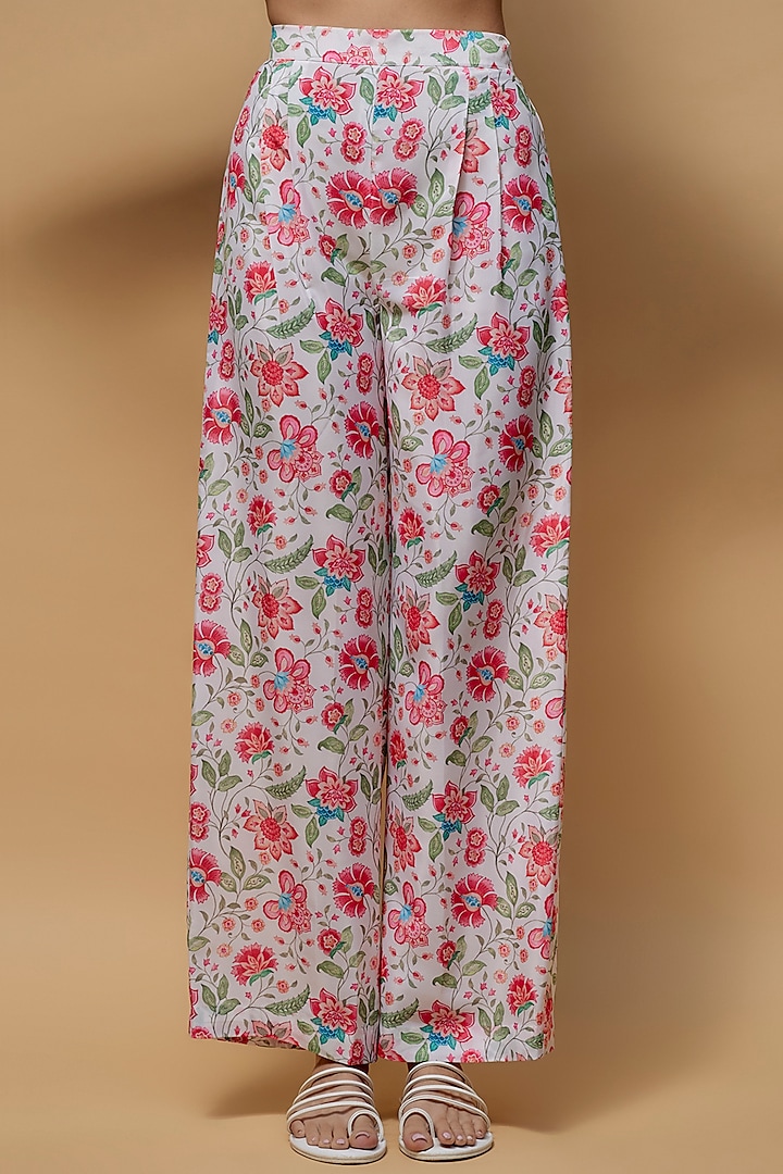 White French Crepe Printed Kurta Set by Krishna Padia at Pernia's Pop Up Shop