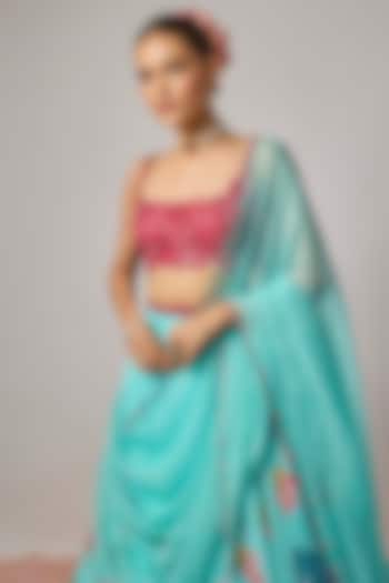 Deep Raspberry Pink Silk Sequin Embroidered Blouse by Krishna Padia at Pernia's Pop Up Shop