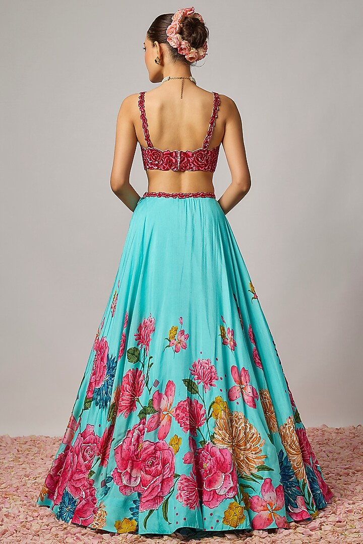 Deep Raspberry Pink Silk Sequin Embroidered Blouse by Krishna Padia at Pernia's Pop Up Shop