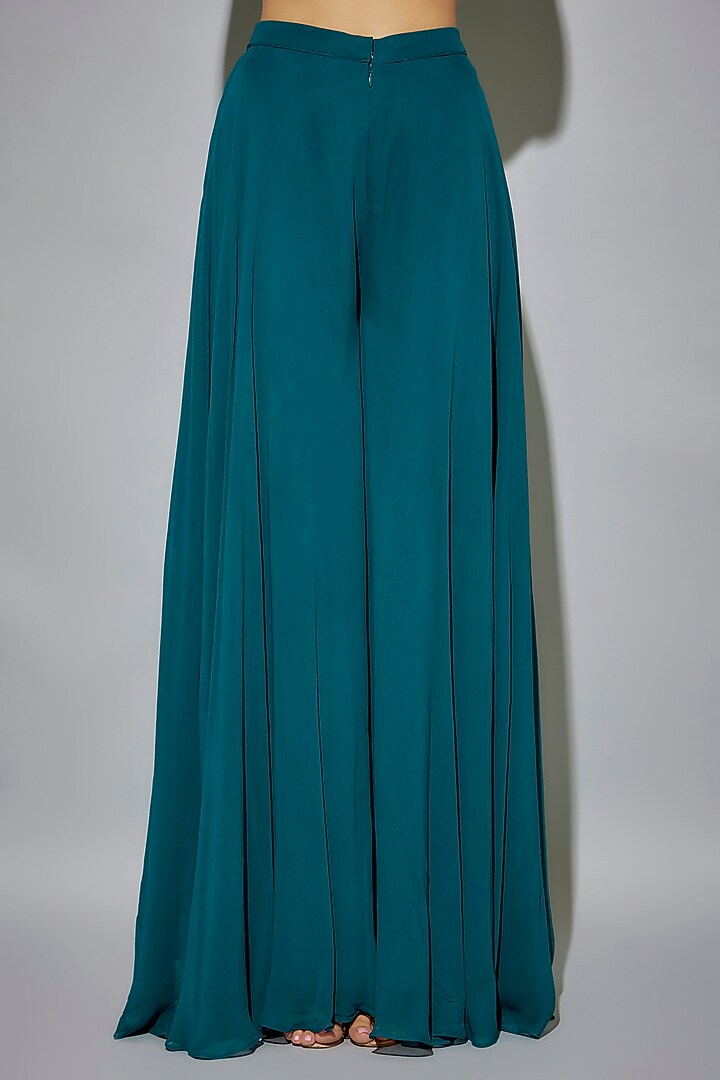 Teal Blue Georgette Embroidered and Sequence Work Naira Cut Kurta and Dupatta Set