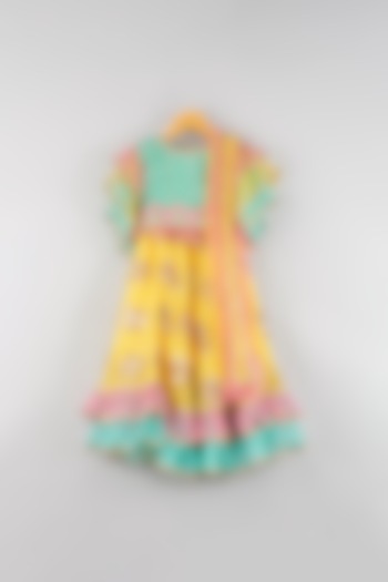 Yellow Embroidered Lehenga Set For Girls by WILD FLOWER