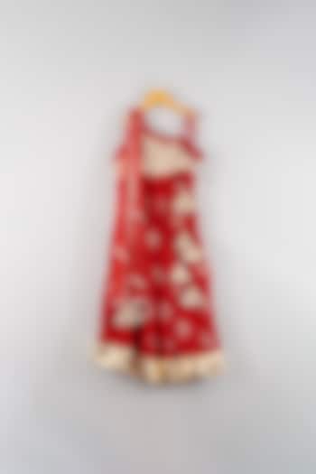 Red Embroidered Lehenga Set For Girls by WILD FLOWER