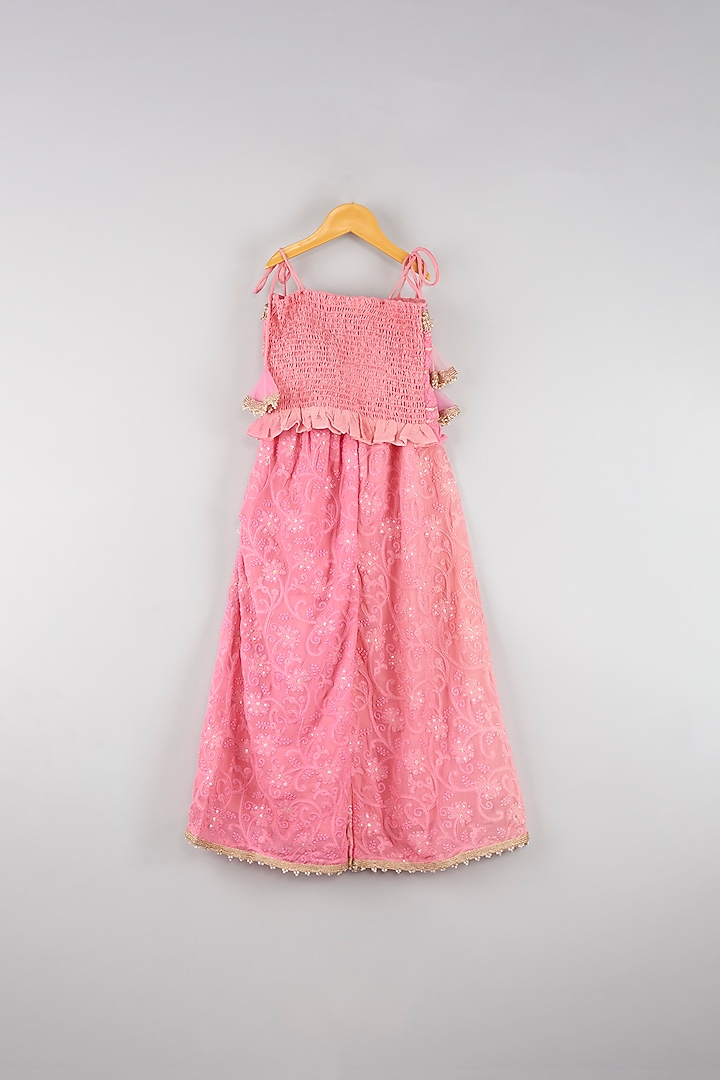 Baby Pink Georgette Pant Set For Girls by WILD FLOWER at Pernia's Pop Up Shop