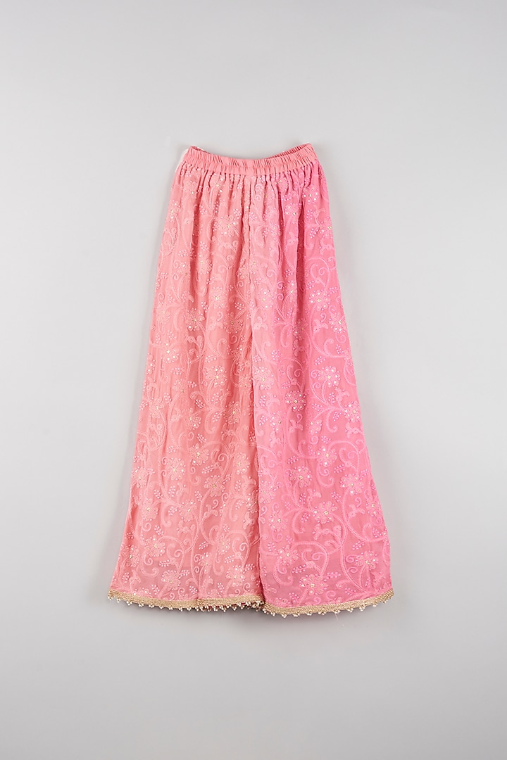 Baby Pink Georgette Pant Set For Girls by WILD FLOWER at Pernia's Pop Up Shop