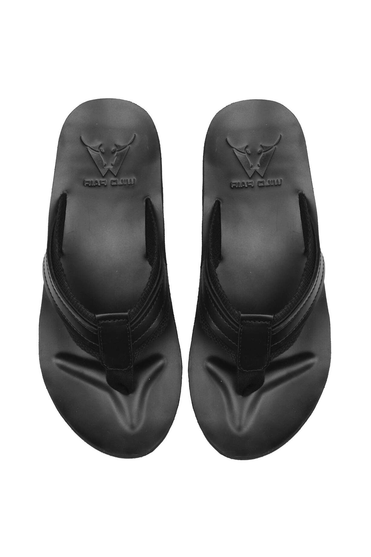 Black Leather Flip Flops by WILDPAIR