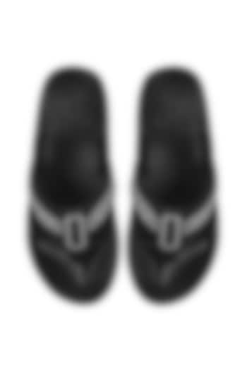 Black Flip Flops In Leather by WILDPAIR