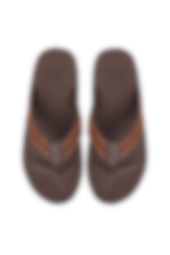 Brown Leather Flip Flops by WILDPAIR