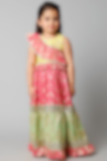 Multi-Colored Embroidered Lehenga Set For Girls by WILD FLOWER at Pernia's Pop Up Shop