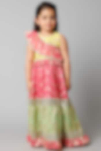 Multi-Colored Embroidered Lehenga Set For Girls by WILD FLOWER