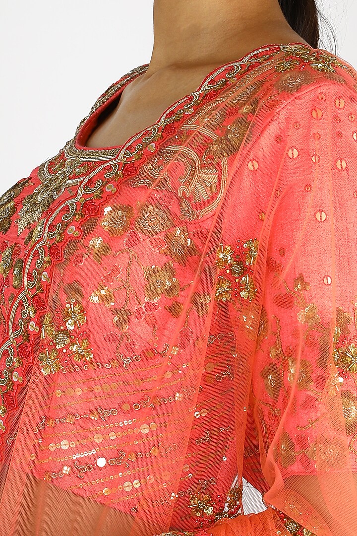 Beige & Peach Embroidered Wedding Lehenga Set by W.N.W at Pernia's Pop Up Shop