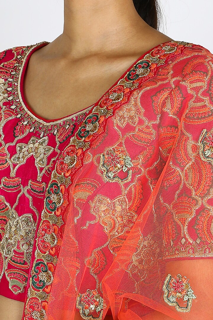 Cobalt Blue Floral Embroidered Bridal Lehenga Set by W.N.W at Pernia's Pop Up Shop