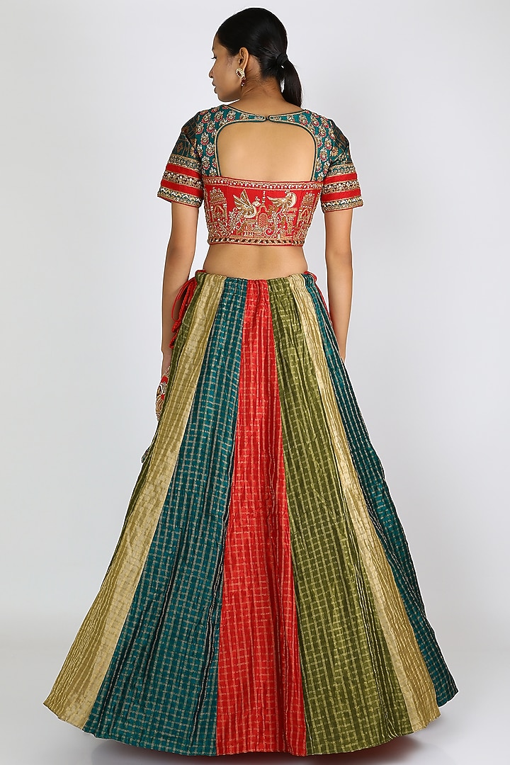 Multi Colored Embroidered Wedding Lehenga Set by W.N.W at Pernia's Pop Up Shop