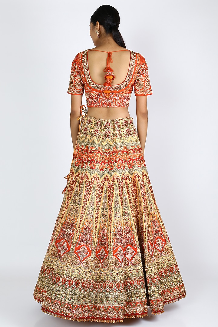 Beige Bridal Embroidered Bridal Lehenga Set by W.N.W at Pernia's Pop Up Shop