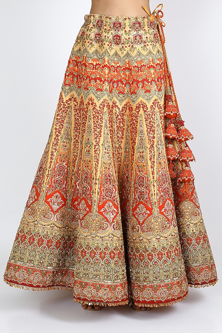 Beige Bridal Embroidered Bridal Lehenga Set by W.N.W at Pernia's Pop Up Shop
