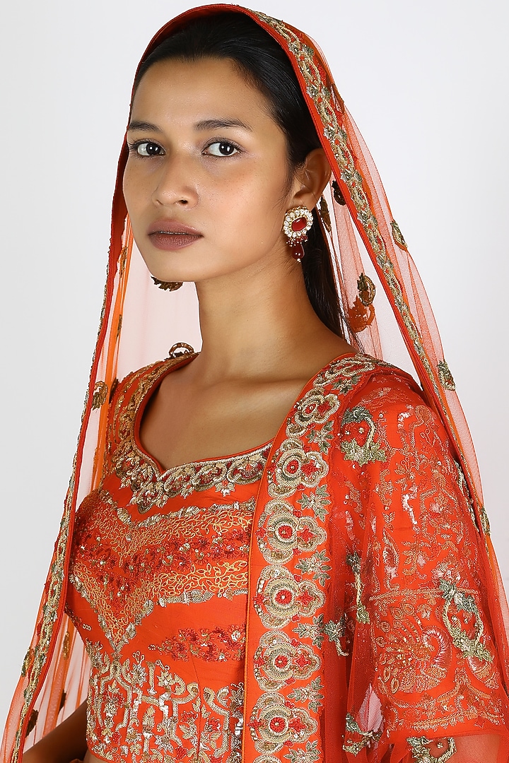 Beige Bridal Embroidered Bridal Lehenga Set by W.N.W at Pernia's Pop Up Shop