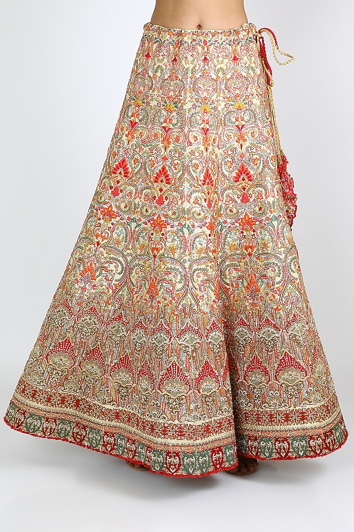 Beige Zardosi Embroidered Bridal Lehenga Set by W.N.W at Pernia's Pop Up Shop