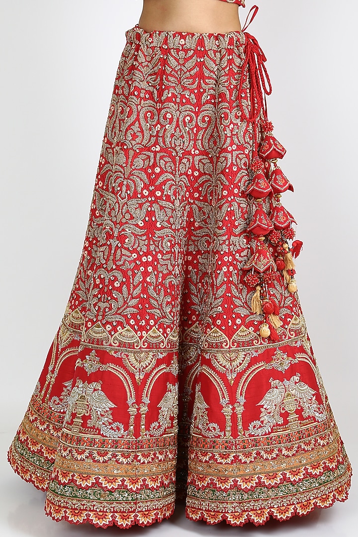 Red Bridal Embroidered Bridal Lehenga Set by W.N.W at Pernia's Pop Up Shop