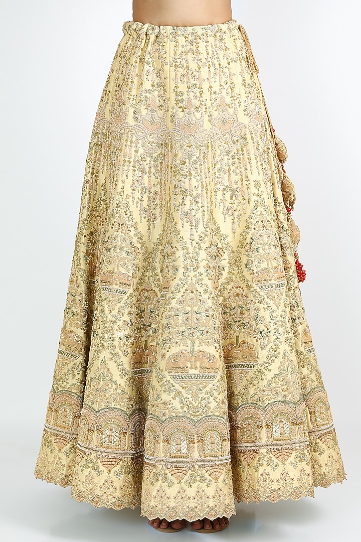 Beige Embroidered Bridal Lehenga Set by W.N.W at Pernia's Pop Up Shop