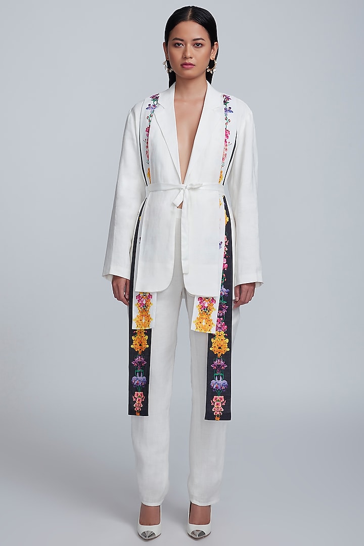White Orchid Printed Blazer by World Of Ra