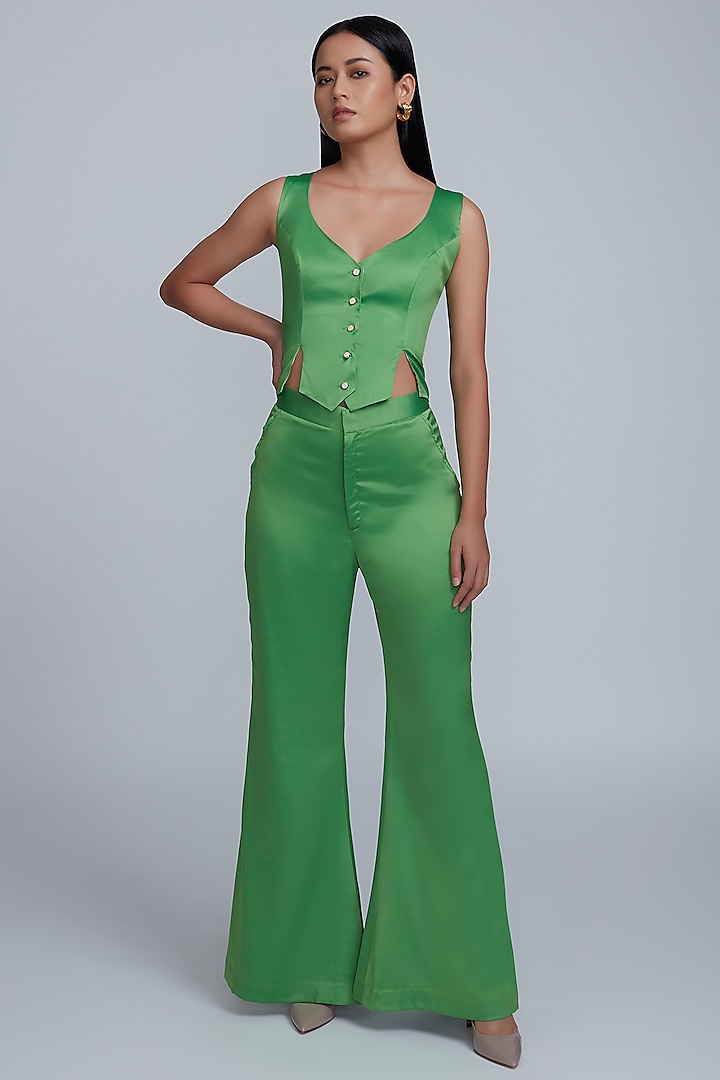 Cool Green Assam Satin Top by World Of Ra