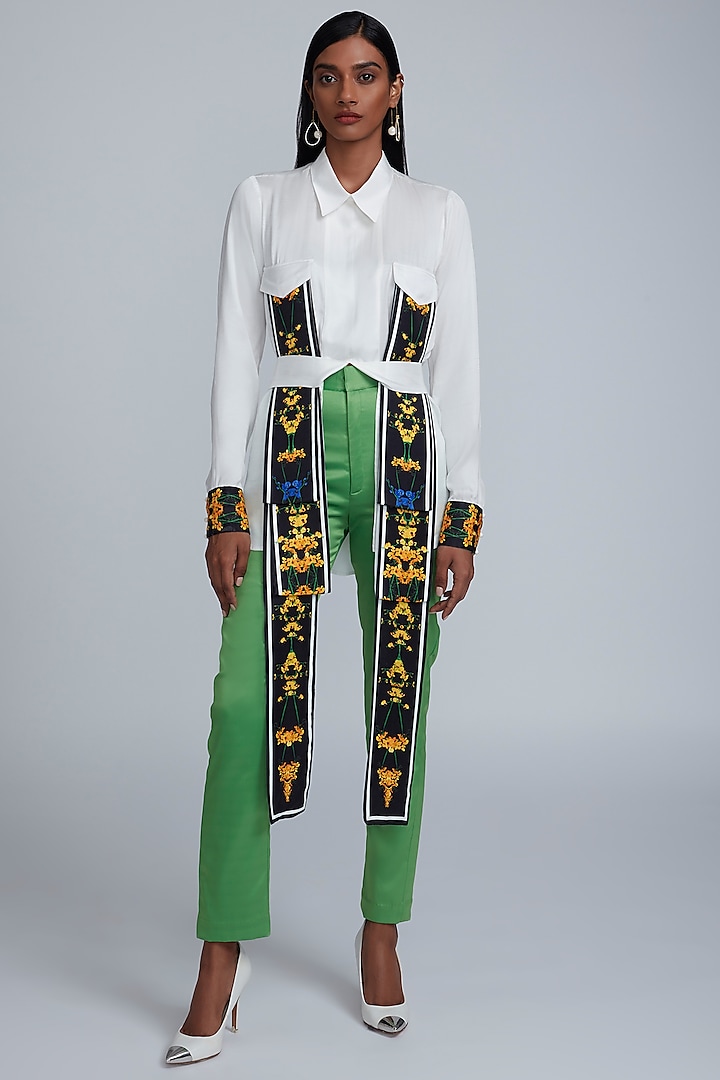 Green Satin Trousers by World Of Ra