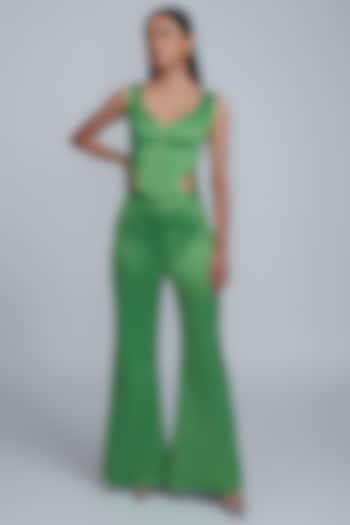 Green Assam Satin Trousers by World Of Ra at Pernia's Pop Up Shop