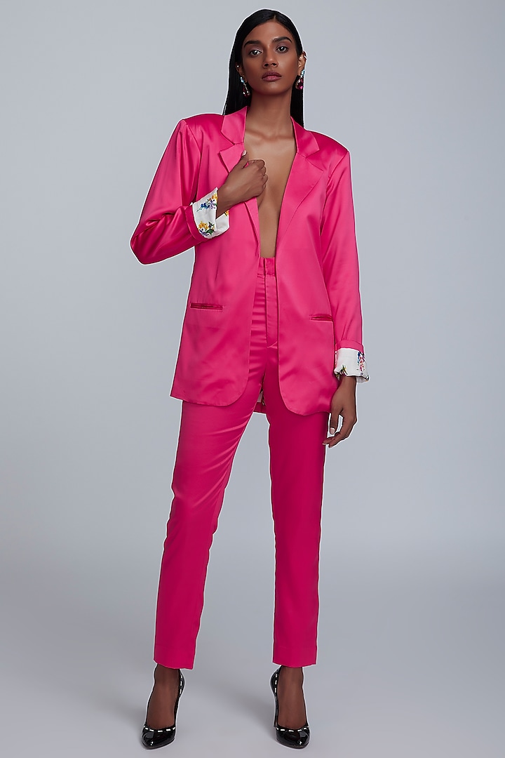 Pink Satin Trousers by World Of Ra